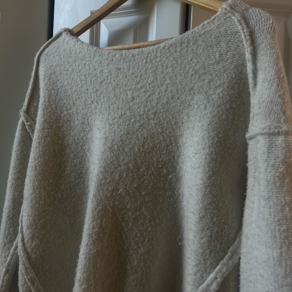 Beige off the shoulder sweater - Picture 2 of 4